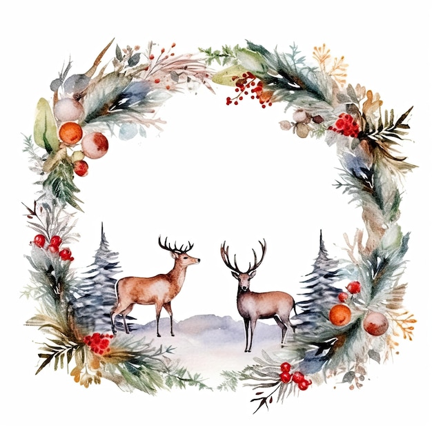 Fond de Noël aquarelle Illustration AI GenerativexA