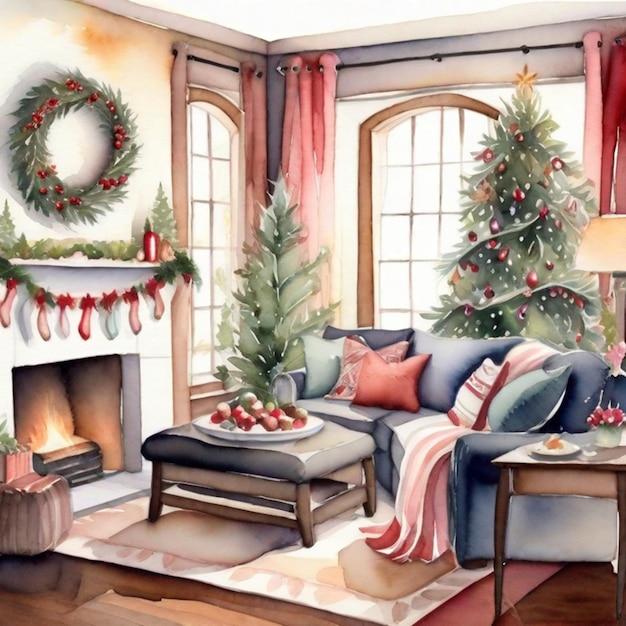 fond de noël aquarelle