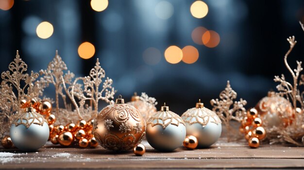 Fond de Noël avec de beaux décors et branche d'arbre