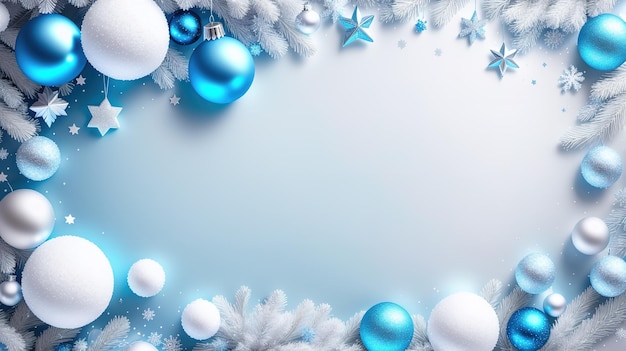 Fond de Noël bleu avec un flocon de neige blanc et un arbre de Noël bleu