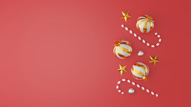Fond de Noël et bonne année avec décoration festive et espace de copie. Illustration 3D