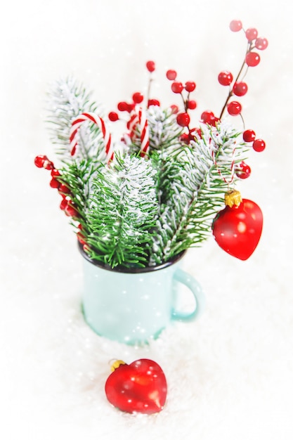 Fond de Noël bonne année. Mise au point sélective