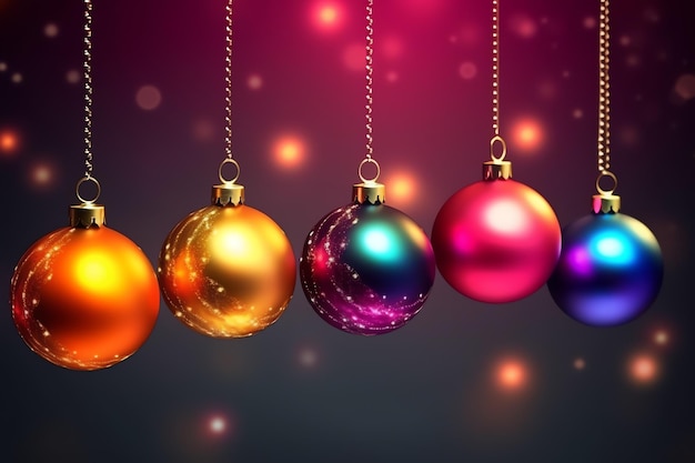 Fond de Noël avec des boules de Noël ornements suspendus avec espace de copie décoration de Noël