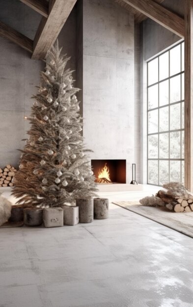 Fond de Noël confortable avec illustration de cheminée AI GenerativexA