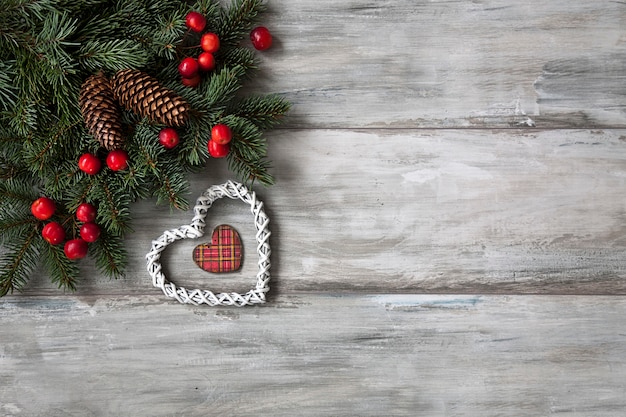 Fond de Noël Décor de Noël avec des branches de sapin.