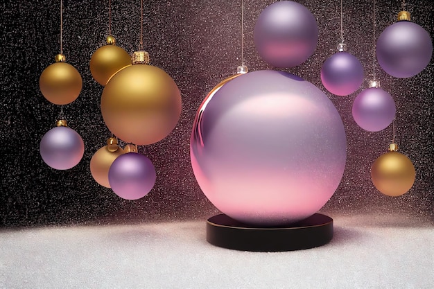 Fond de Noël avec une décoration violette pourpre