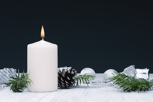 Fond de Noël et du nouvel an avec des décorations de Noël Bannière multimédia Mockup