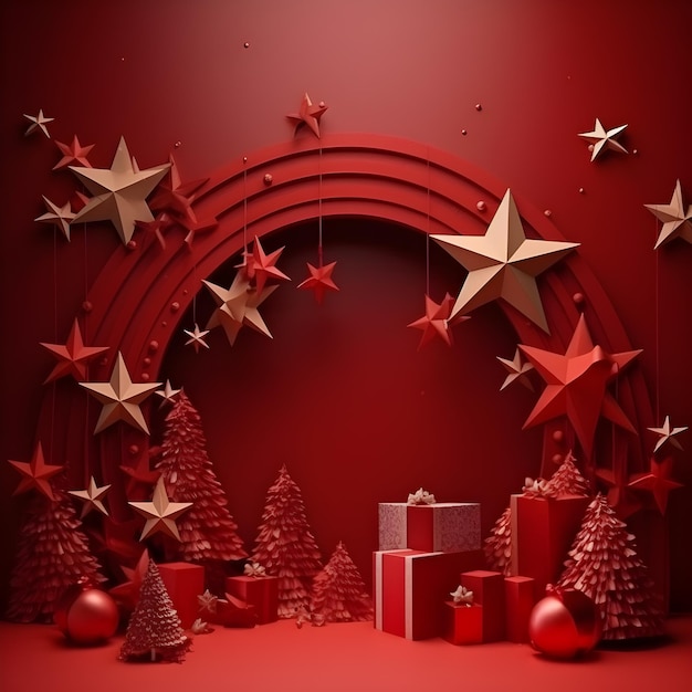 Fond de Noël et du Nouvel An, rendu 3D, illustration 3D