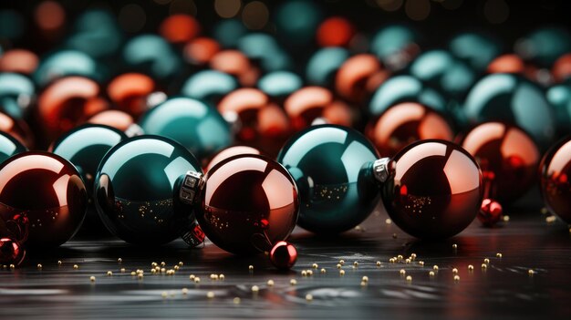 Un fond de Noël fait de vert et de rouge avec le noir comme couleur principale