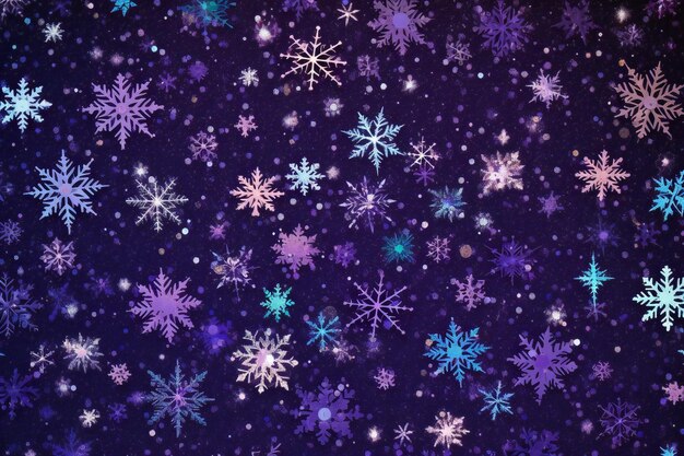 Photo fond de noël avec des flocons de neige et des étoiles fond de fête