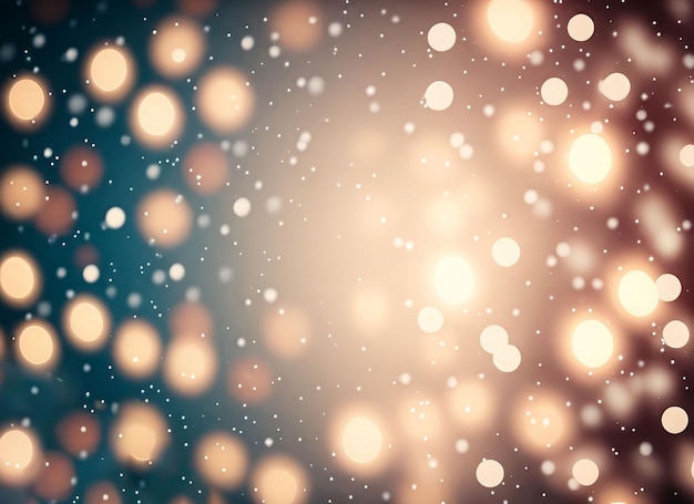 Photo fond de noël avec flocons de neige et lumière bokeh