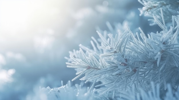 Fond de Noël d'hiver avec sapin et neige Illustration AI GenerativexA