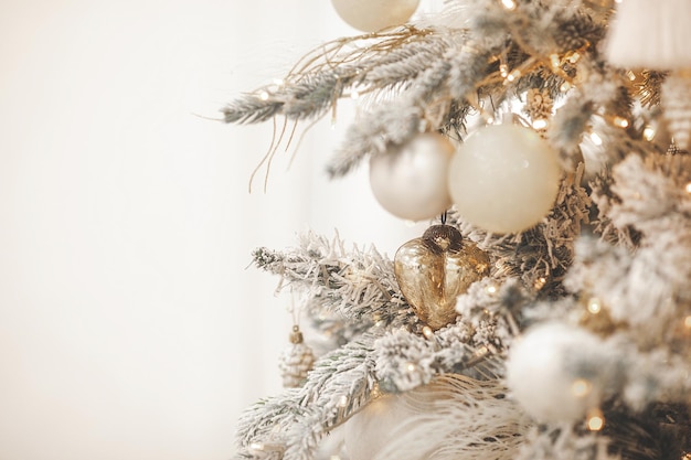 Fond de Noël Intérieur de Noël Célébration de la maison Conception de Noël de l'intérieur Gros plan des boules de Noël