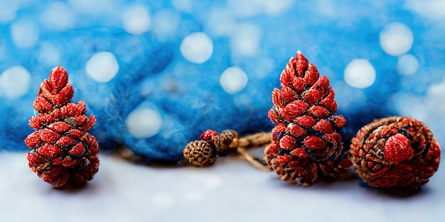 Fond de Noël avec une pomme de pin. Illustration numérique