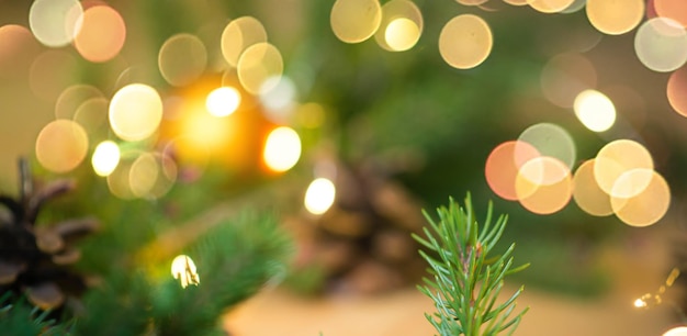 Photo fond de noël avec sapin et décoration