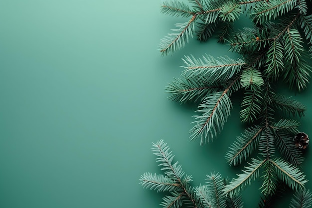 Un fond de Noël vert avec une rangée d'arbres à feuilles persistantes