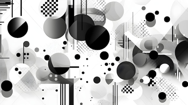 Un fond noir et blanc avec des cercles et des lignes.