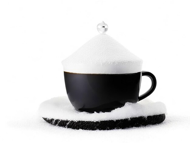 Le fond noir et blanc du café ferme le chapeau de Noël.