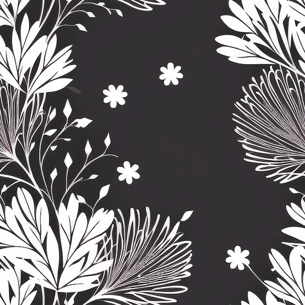 Un fond noir et blanc avec un motif floral.