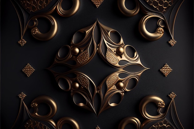 Fond noir doré Texture de luxe doré Maquette Vantablack Illustration IA générative