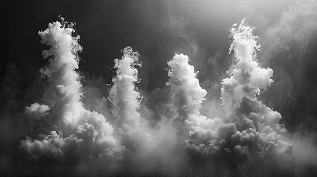 Photo sur un fond noir, des échantillons de fumée sont montrés.