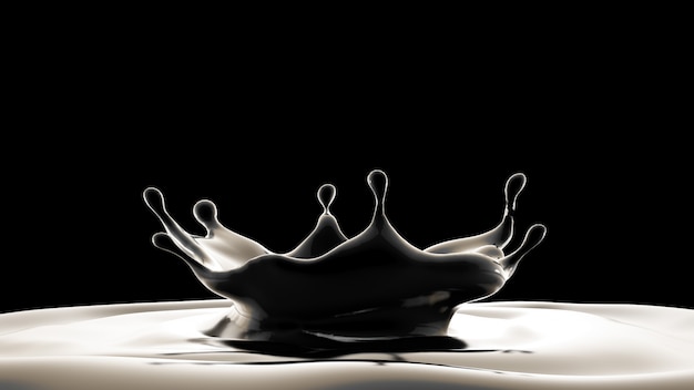 Fond noir avec éclaboussure de liquide. Illustration 3d