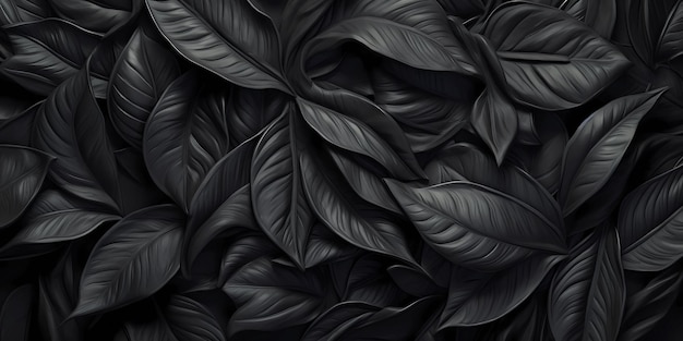 un fond noir avec des feuilles noires