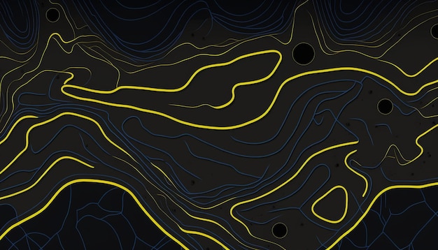 Fond noir et jaune avec carte topographique