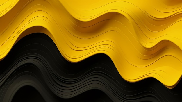 fond noir et jaune avec un motif ondulé génératif ai