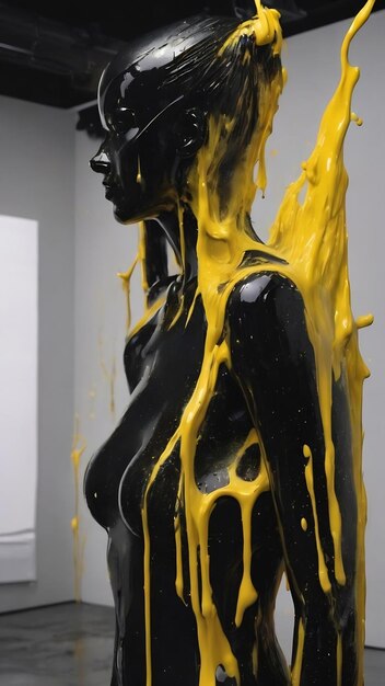 Un fond noir avec une lueur jaune dans la peinture sombre