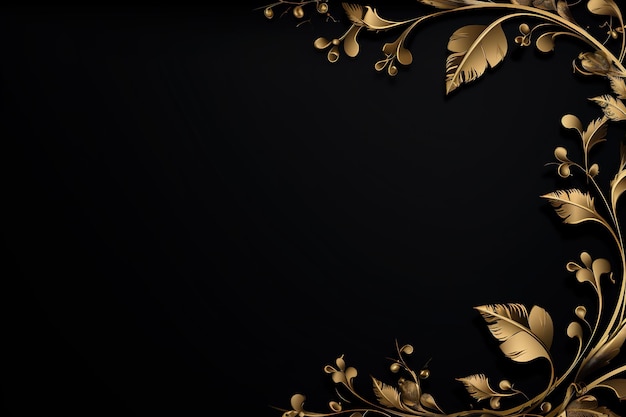 fond noir de luxe avec des éléments dorés de haute qualité