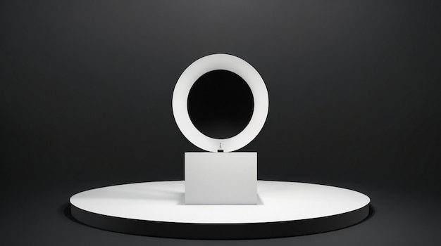 Fond noir de luxe avec podium et cercle lumineux pour fond de studio de maquette