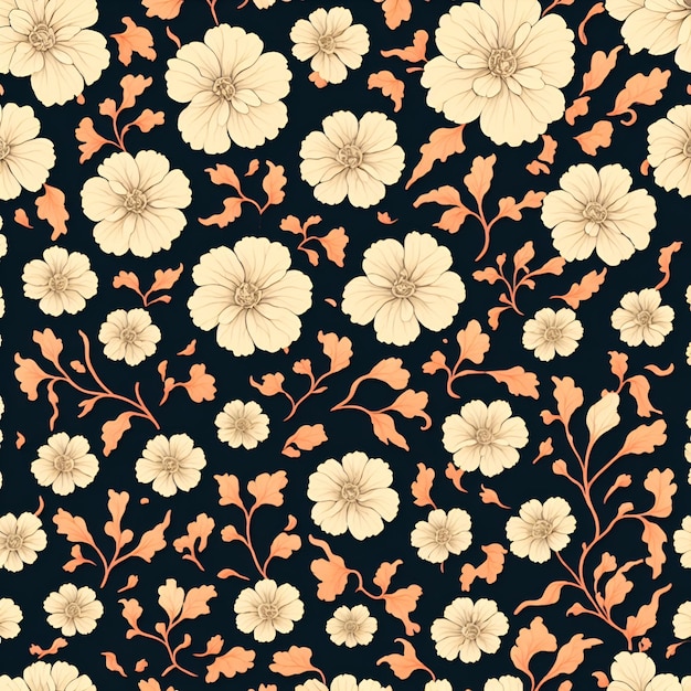 Un fond noir avec un motif floral en jaune