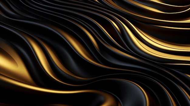 Un fond noir et or avec un motif ondulé.