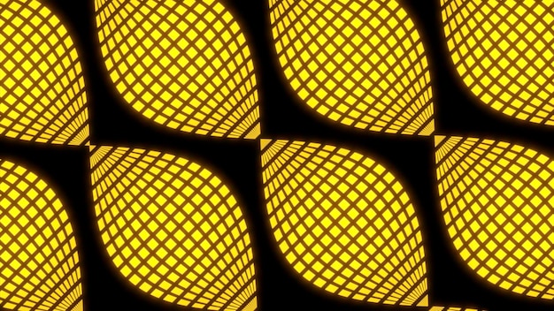 Fond noir vif, le jaune et l'orange sont de grosses particules mises en évidence par une grille