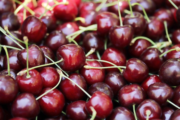 Fond de nourriture cerises mûres fraîches