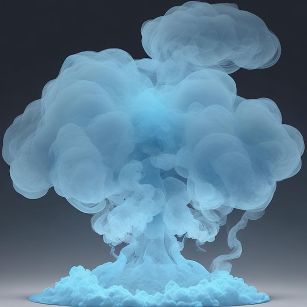 Fond de nuage de fumée bleu cyan transparent avec essaim de fumée bleue d'aquarelle abstraite cyan tan