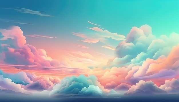 Fond de nuages colorés doux avec ai générative