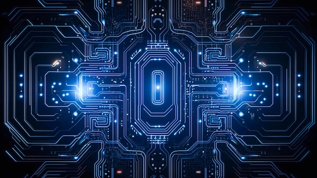 Fond numérique de texture de carte de circuit imprimé électronique rougeoyant de haute technologie