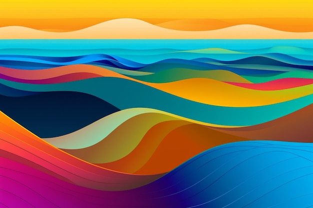 Un fond d'océan coloré avec des vagues colorées de l'océan
