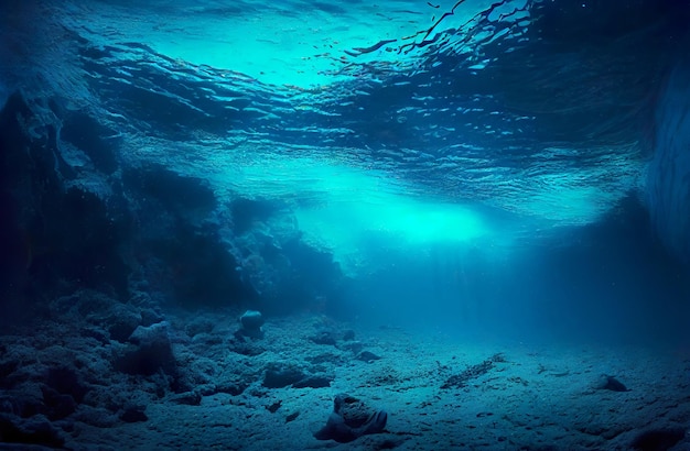 Photo le fond de l'océan est bleu et l'eau est bleue.