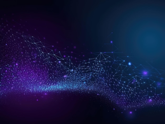 Fond d'onde de particules bleues Maillage dynamique abstrait Technologie de données volumineuses AI générative