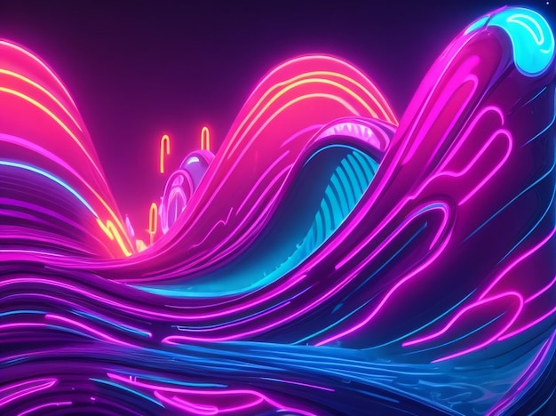 Un fond d'ondes de néon vibrant Une expérience visuelle éblouissante