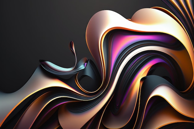 Fond ondulé coloré foncé avec des formes abstraites de vagues violettes et une texture sinueuse