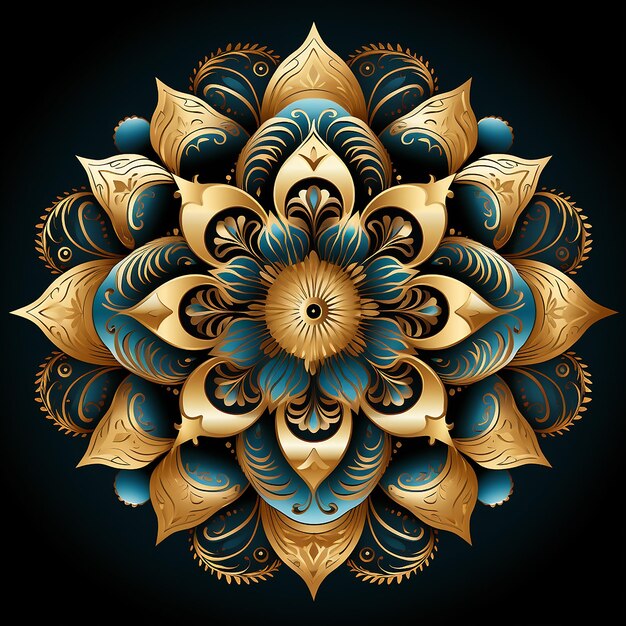 Fond en or de luxe vectoriel mandala coloré