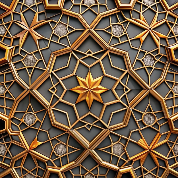 Fond d'or orange noir à motif islamique