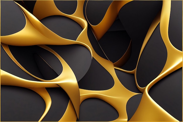 Fond d'or rendu 3d abstrait ondulé