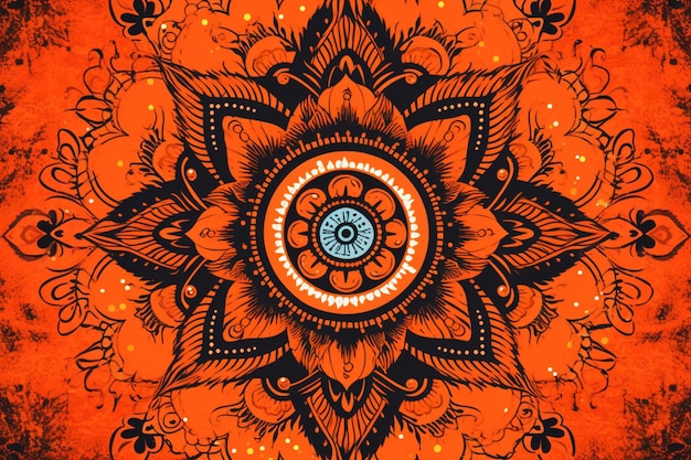 Fond orange avec mandala