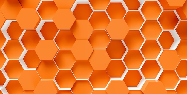 Fond orange en nid d'abeille Hexagone - rendu 3D - Illustration