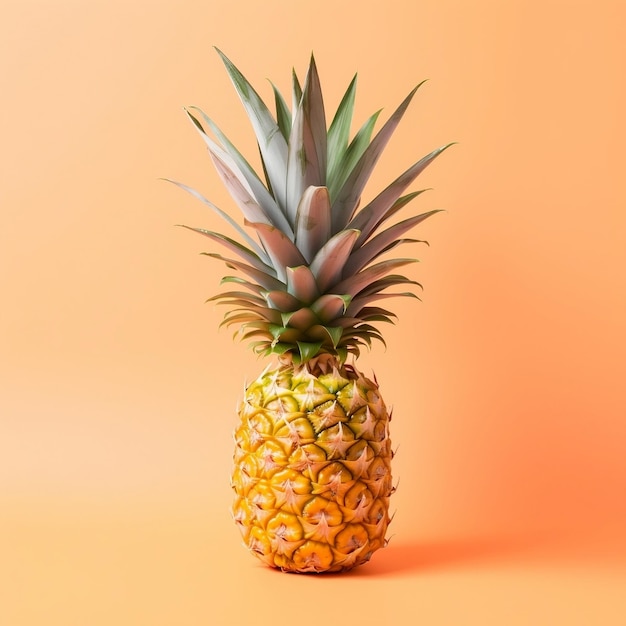 Fond orange pastel avec IA générative d'ananas